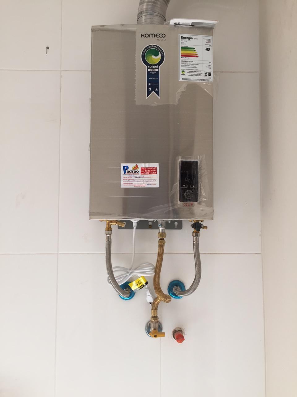 Aquecedor a gás inox instalado